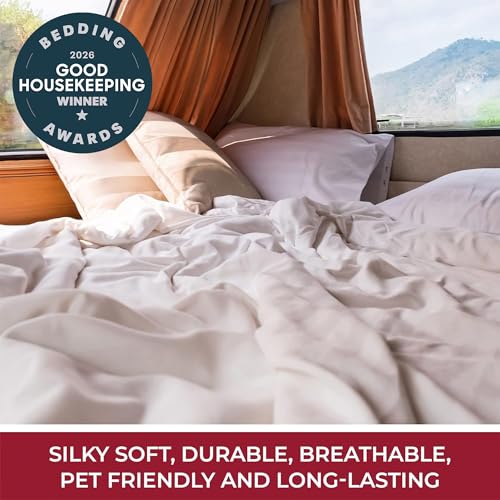 Image of Mellanni RV Short Queen Sheets - 4 PC Iconic Collection Bedding | Hotel Luxury, Extra Soft, Cooling Bed Sheets - Deep Pocket up to 10 inch (RV /Short Queen, Gray)
