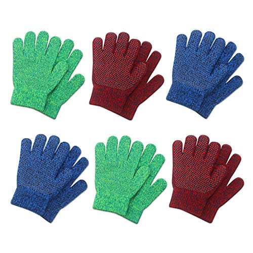 MIG4U Kid's Winter Gloves Warm Magic Stretch Knitted Glove for Children Teens Boys 3/6 pairs