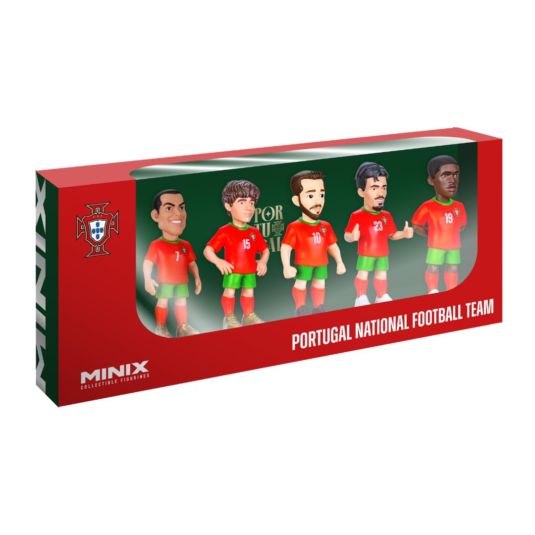 MINIX - Football Stars - Coupe du Monde - Pack - Portugal - 5 Figurines - Figurine à Collectionner 7 cm (Ronaldo, Joao Neves, Bernardo Silva, Vitinha, Nuno Mendes)
