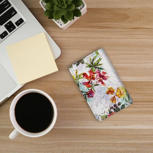 Image of Business Card Holder，PU Leather Business Card Case Color Printing Pattern Card Holder Wallet，Pockets Magnetic Credit Card Holders for Men and Women - Flamingo
