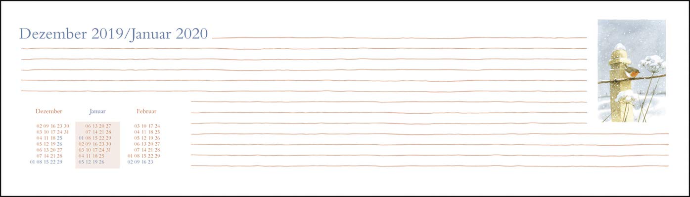 Bastin Wochenquerplaner. Tischkalender 2020. Wochenkalendarium. Spiralbindung. Format 32,5 x 9,3 cm