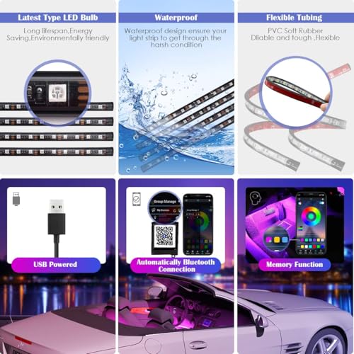 image for YiLaie Car LED Lights Interior, Multicolor Music Car Strip Light Under