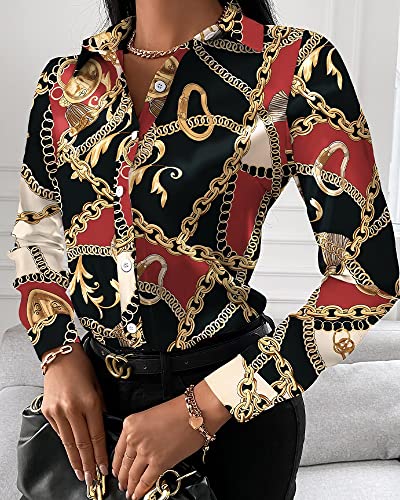 Buchona Blouses for Women Button Down Fashion Business Casual Long Sleeve Dressy Shirts Sexy Tops2