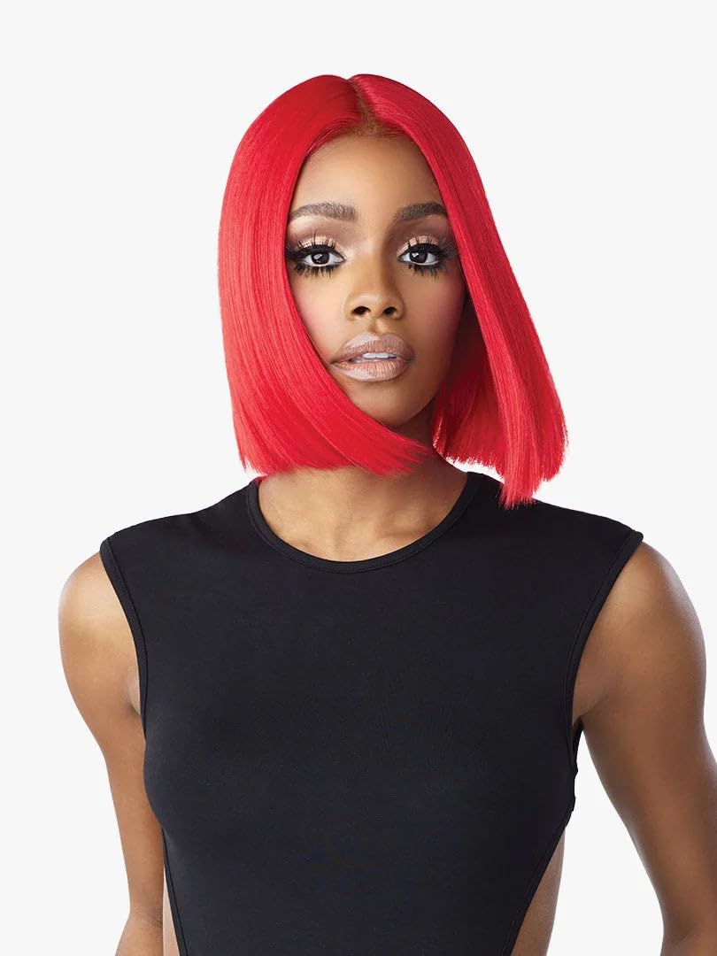 Sensationnel Shear Muse Redkrush Lacewig - Kaisha Deep Laceparting Hand Tied Ready to Wear Synthetic Prestyled Special Red Tone Series (GINGERRED)