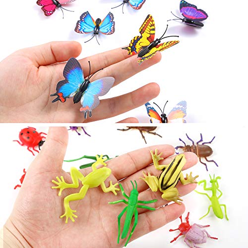Auihiay 58 Pieces Plastic Insects Toys Assorted Play Bugs Toddler Bug Toys With Plastic Tweezers For Kids Education Insect Themed Party #TOP3