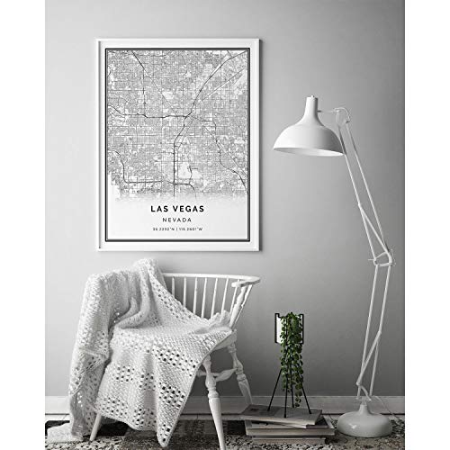 Squareious Las Vegas Map Poster Print | Modern Black And White Wall Art | Scandinavian Home Decor | Nevada City Prints Artwork | Fine Art Posters 9X11 #TOP3