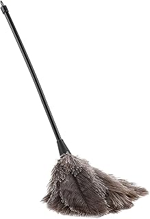 Aramox Ostrich Feather Duster, Mini Handmade Long Handle Soft Ostrich Cleaning Duster For Dusting Household Ornaments, Light Fittings, Fan Blades