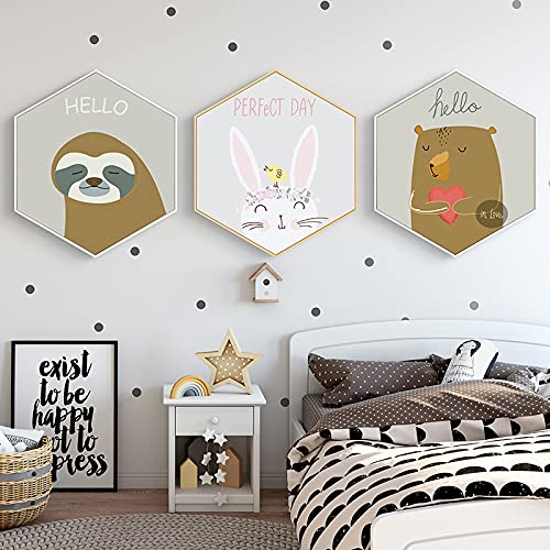 Blfyqb Playful Party Nordic Bedroom Bedside Paintings Living Room Bedroom Bedside Paintings Mural Hexagonal Wall Painting Solid Wood Inner Frame/A / 60.6X70X35Cm #TOP4
