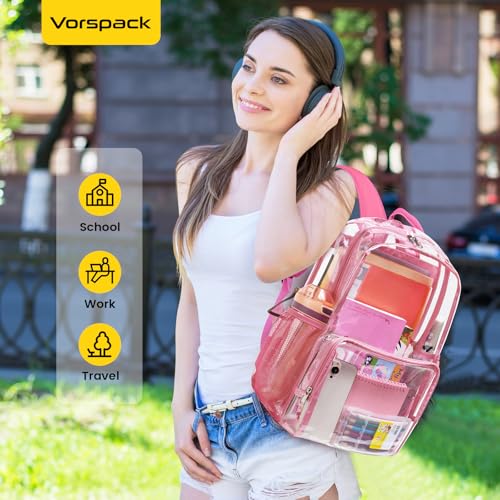 Image of Vorspack Clear Backpack for Girls and Boys, Large Clear Bookbag