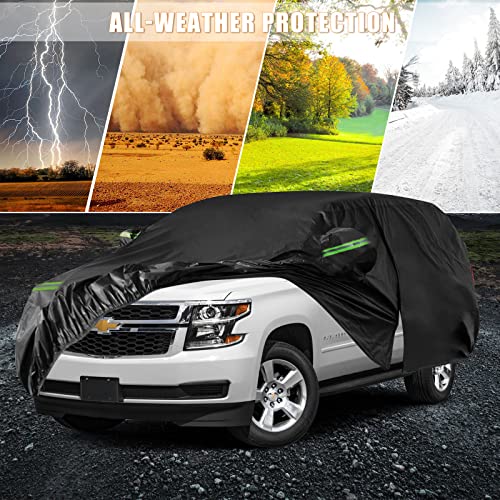 Image of Waterproof Car Cover Replace for 2007-2025 Chevy Suburban /GMC Yukon XL /Cadillac Escalade ESV, 6 Layers All Weather Car Covers with Zipper Door for Snow Rain Dust Hail Protection (Suburban)