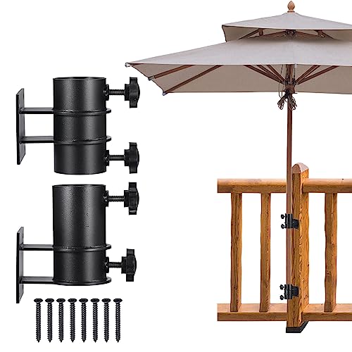 PATIKIL Patio Parapluie Support, 2 Paquet Parapluie Pince Montage Support Extérieur Soleil Umbrella Base pour Pont Balustrade Dehors Jardin Cour Balcon Cour (Ajustement Max OD 2 pouce)