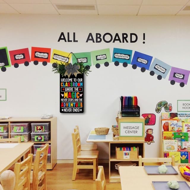 Miniatura 4 de Isaric Decoraciones de puerta de aula, gancho para puerta de aula, decoración de regreso a clases, letreros colgantes para puerta de aula, corona,