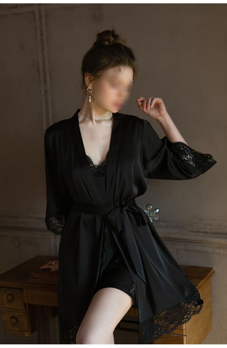Amazon.co.jp: CSCDD 女性の春夏のセクシーなシルクパジャマセット