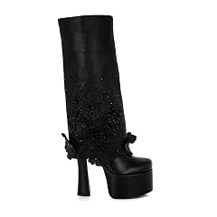 Sundra Floral Applique Platform Heeled Boots