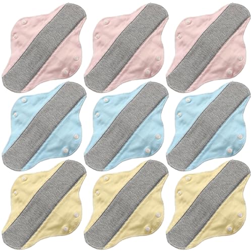 9 Pieces Reusable Graphene Incontinence Pads - Leak-Proof, Washable Sanitary