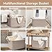 Goodpick Storage Basket, Blanket Basket for Living Room, Large Woven Basket for Clothes, Toy Baskets for Organizing, Rectangle Rope Baskets for Storage, 21.6