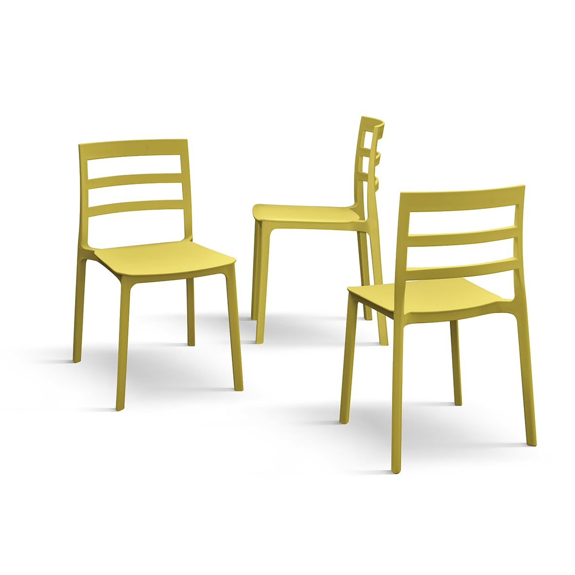 KONTE.DESIGN Set di 4 sedie MALAGA in polipropilene giallo