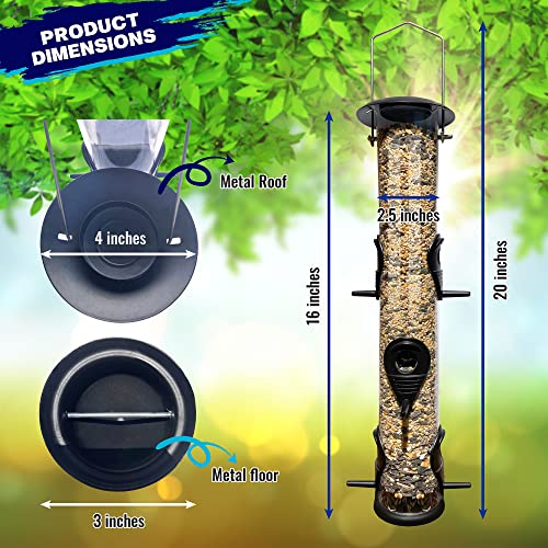 Gogiffy Bird Feeders For Outdoor Hanging | Bird Feeders | Hanging Bird Feeders | Wild Bird Feeders | Premium Metal & Polycarbonate Bird Feeders | Squirrel Chew-Proof, Rust-Proof | Clear & Black 2-Pack #TOP3