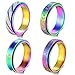 Hothink Anxiety Rings Fidget Rings for Women Spinner Rings for Teen Girls 4Pcs 6MM Rainbow Titanium Steel Rings Size 6-11 (Rainbow Spinner Rings 4pcs, 9)