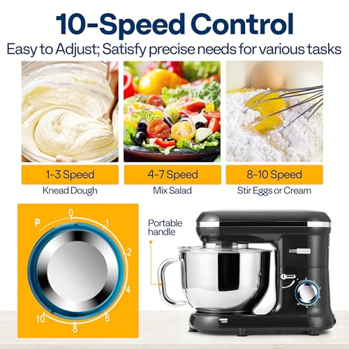 VIVOHOME 5.7L Stand Mixer 1500W 10 Speed Tilt-Head Kitchen Electric Food Mixer Make Bread with Beater, Dough Hook and Egg Separator - Image 4