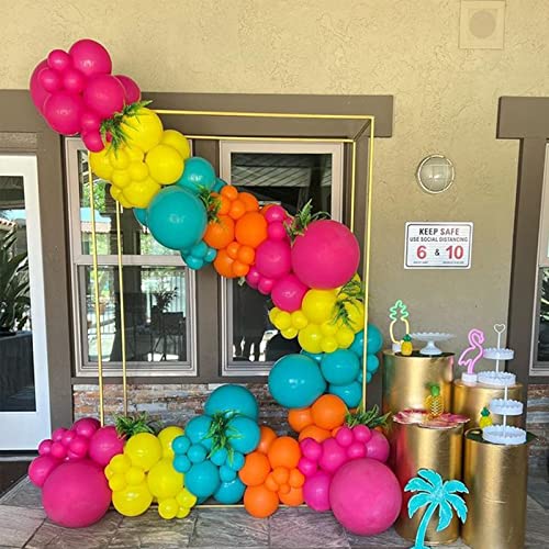 Hawaiian Tropical Theme Balloons Garland Kit with Green Hot Pink Metallic Gold Balloon Palm Leaves for Summer Party Birthday Bachelorette Party Wedding Party Decorations by EASUTE - Image 5