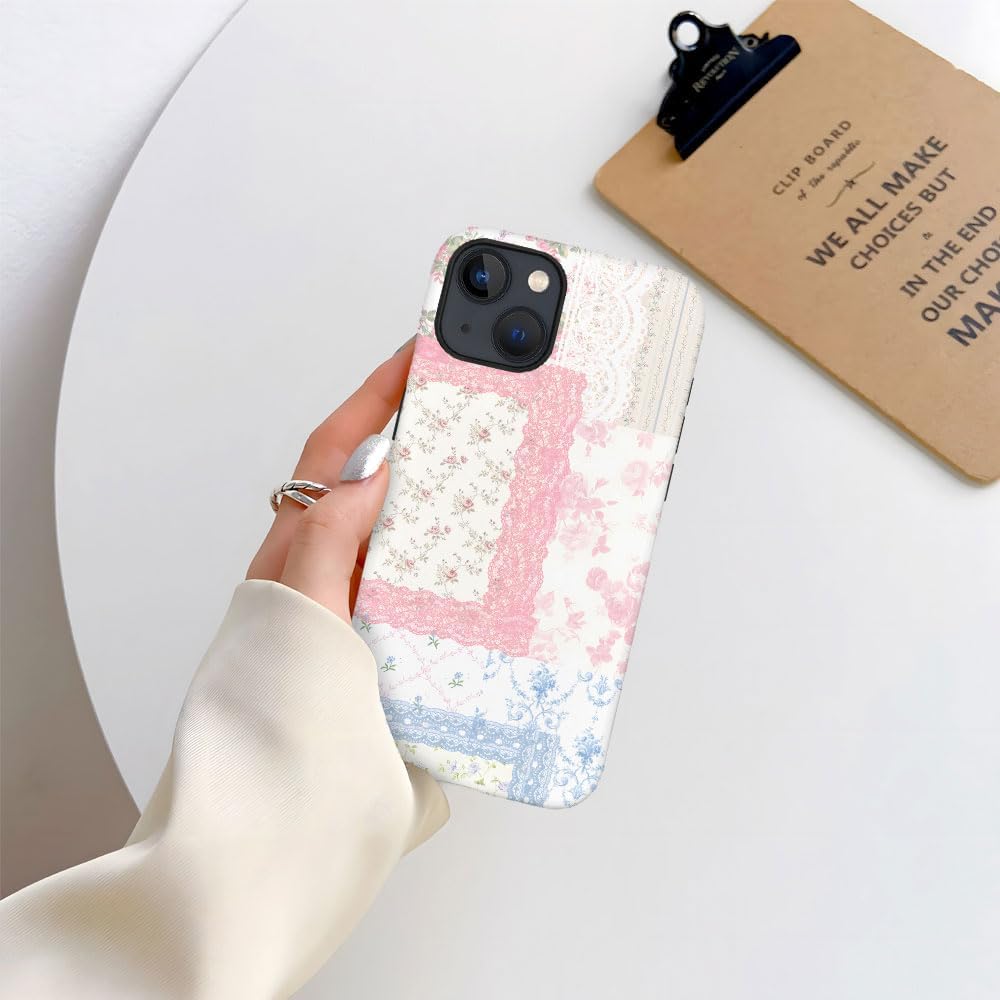 Compatible with iPhone 14,Durable & Shockproof Phone Case Cover Design - Lace Quilt Flower image 4