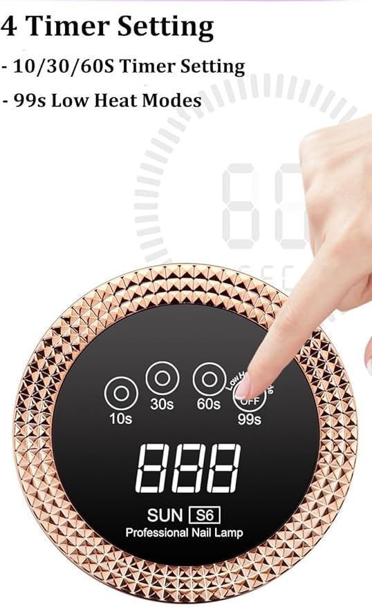 Lampada UV LED per unghie, 268W Luce di polimerizzazione rapida per unghie con 66 LED Sensore automatico, Manico portatile per unghie, 5 impostazioni di timer, spazio più grande (02#Oro)