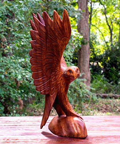 Estatua de Águila de Madera Tallada a Mano 12 pulgadas miniatura 3