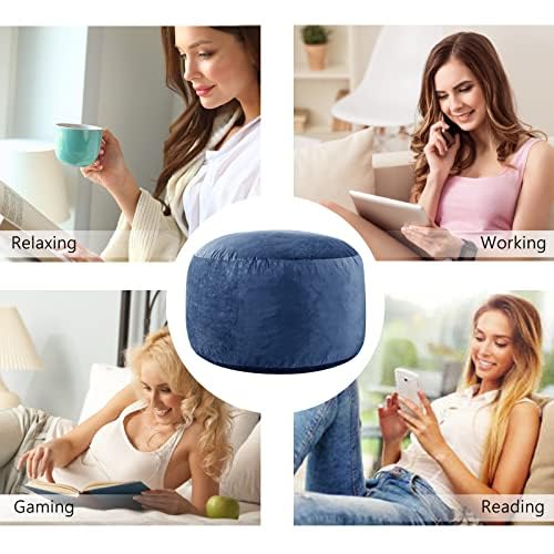 Image of 5 ft Bean Bag Chair, Bean Bag Chairs for Adults,5 Foot,Navy | Memory Foam Filling,Beanbag Sofa for Living Room,Ultra Soft Velvet Cover,Convenient Pocket & Pull-Handle