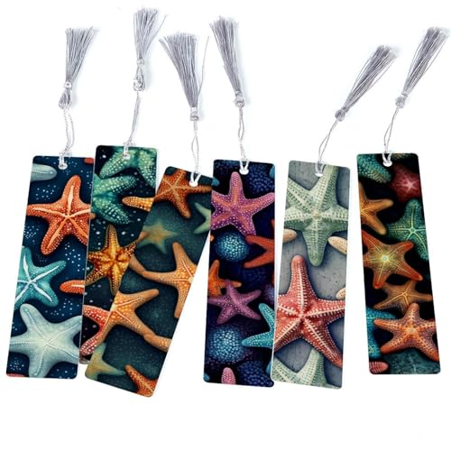 Marque-pages motif étoile de mer lot de 6 pour la lecture et les livres