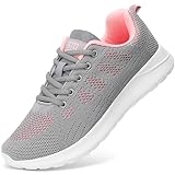 STQ Tennis Shoes for Women Lightweight Gym Workout Sneakers Mesh Running Shoes 8.5 Light Grey/Pink