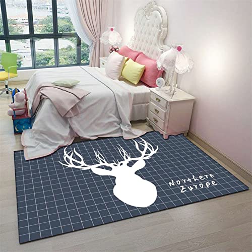 Tapis chambre d'enfant bleu en velours lisse 180x260cm pour espace de jeux - 2