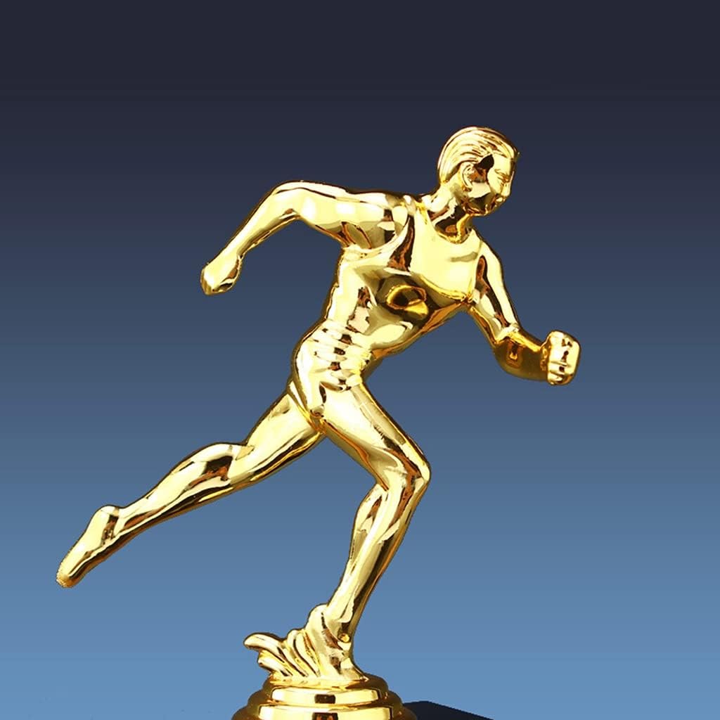 トロフィー、メダルアワードゴールデントロフィーマラソンランニングチャンピオンシップトロフィー 優秀従業員賞 クリスタルベース付きメタ