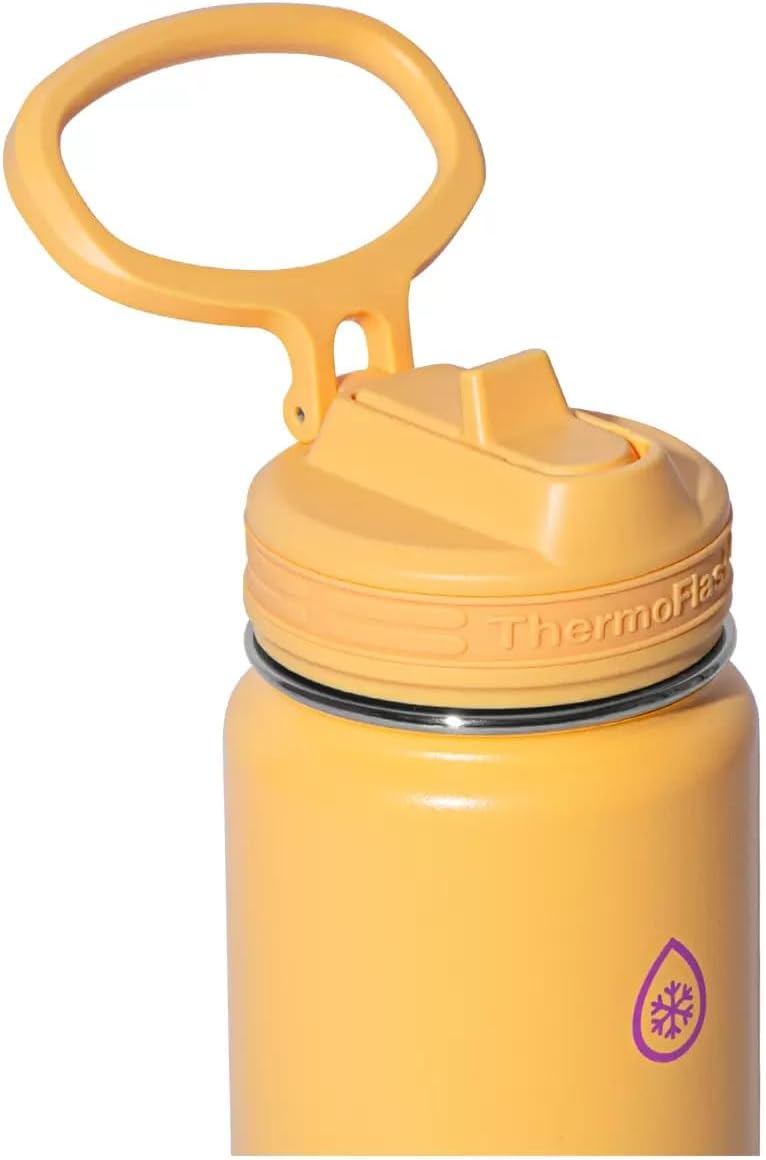 ThermoFlask Double-Wall Vacuum Insulated Stainless Steel Water Bottles, 710 mL, Pink and Yellow, Set of 2