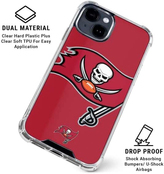 Skinit Clear Phone Case Compatible with iPhone 14 - Officially Licensed NFL Tampa Bay Buccaneers Large Logo Design