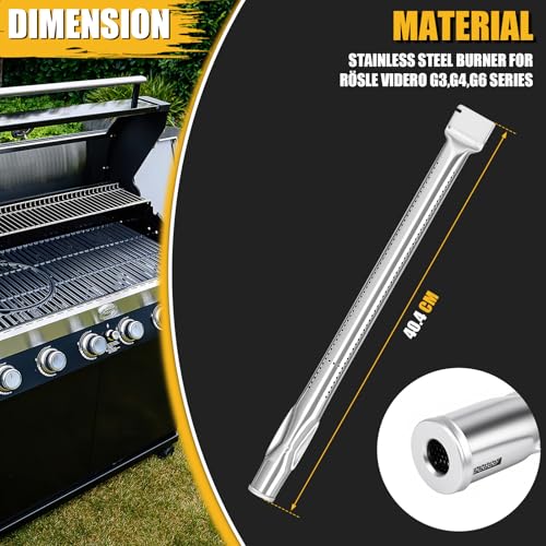GFTIME Edelstahl Brenner für Rösle Videro G3 und G4, Gasgrill Brenner Ersatzteile für Rösle Videro Serie, 4 Stück
