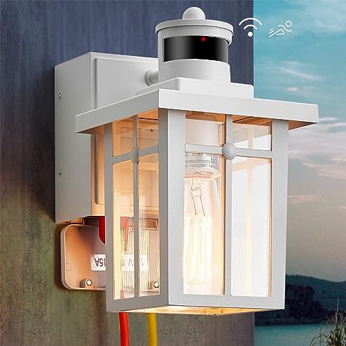 Betklamp Outdoor Porch Light with Gfci Outlet, Outdoor Wall Lights Dusk to Dawn Light Fixture 3