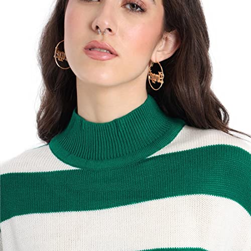 Image of Bewakoof Women's Acrylic Oversized Fit High Neck Sweater | Sweater for Women Winter Wear