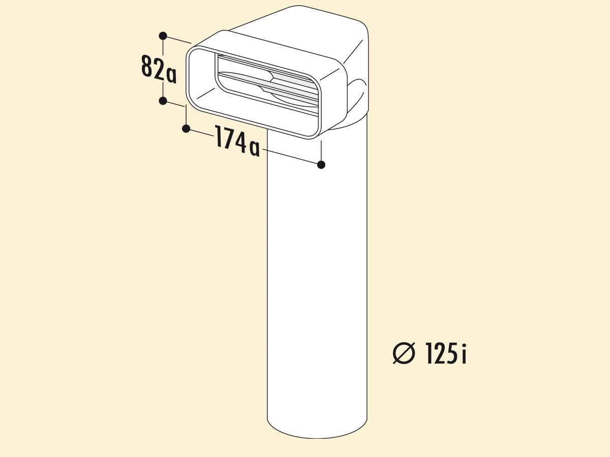 Naber MF-UR 125 Umlenkstück 90° mit Rundrohr, weiß, 500 mm