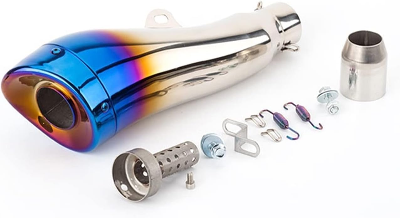 Exhaust Pipe 35-51mm Dolphin Alien Exhaust Pipe Muffler For CB400 For CB600 For Z750 For Z800 530 For MT07 For GY6 Motorbike Muffler Silencer DB Killer Exhaust Muffler Pipe (Color : Blue)