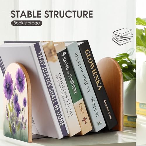 Sujetalibros de madera antideslizante para evitar la caída de libros pesados en las estanterías 8