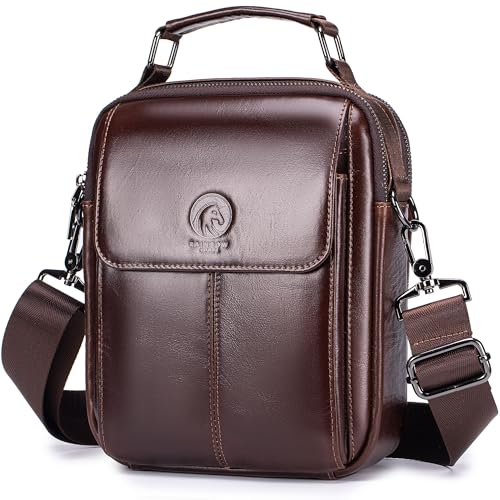 Sac à bandoulière vintage homme cuir véritable Rainbow Horse organisé