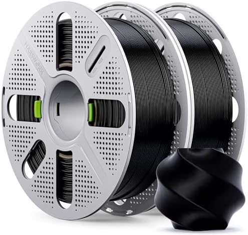 MarsWork PLA Filament 1.75mm, Vorgetrocknetes PLA Basic mit Wiederverwendbarer Schnellwechsel-Spule, 1 kg, für Bambu Lab 3D-Drucker, Vakuumversiegelt mit Trockenmittel, Schwarz+Sch