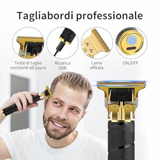 HIENA PRO Tagliacapelli Uomo Professionale, Macchinetta per Capelli Senza Fili, Regolabarba, Rasoio a Lamina, Kit Completo per Rasatura e Taglio di Capelli Elettrico