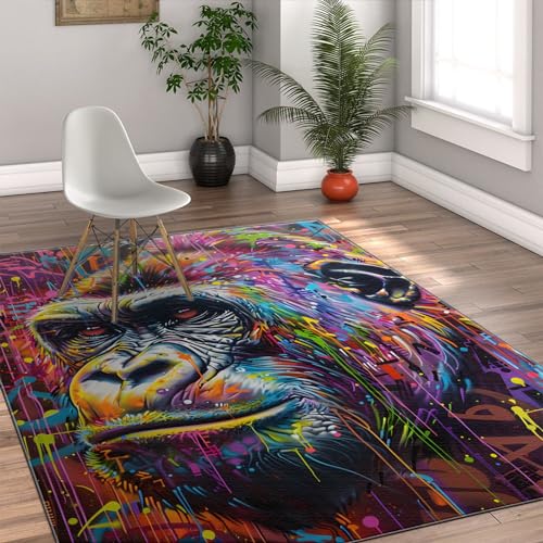 Tapis graffiti multicolore moderne pour cuisine, balcon abrité et salle à manger - 4