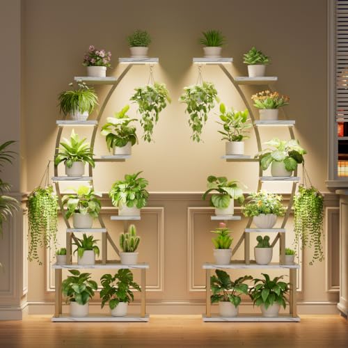 Image of 2 Pack Plant Stand Indoor with Grow Lights, 9 Tier Large Tall Plant Shelf