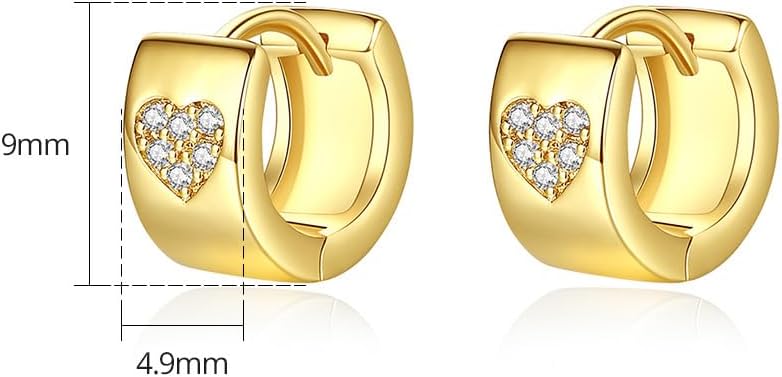 14K Gold Vintage Heart Clasp Earrings with Moissanite, Chunky Hoop Earrings for Women, Ideal for Everyday Wear - Image 2