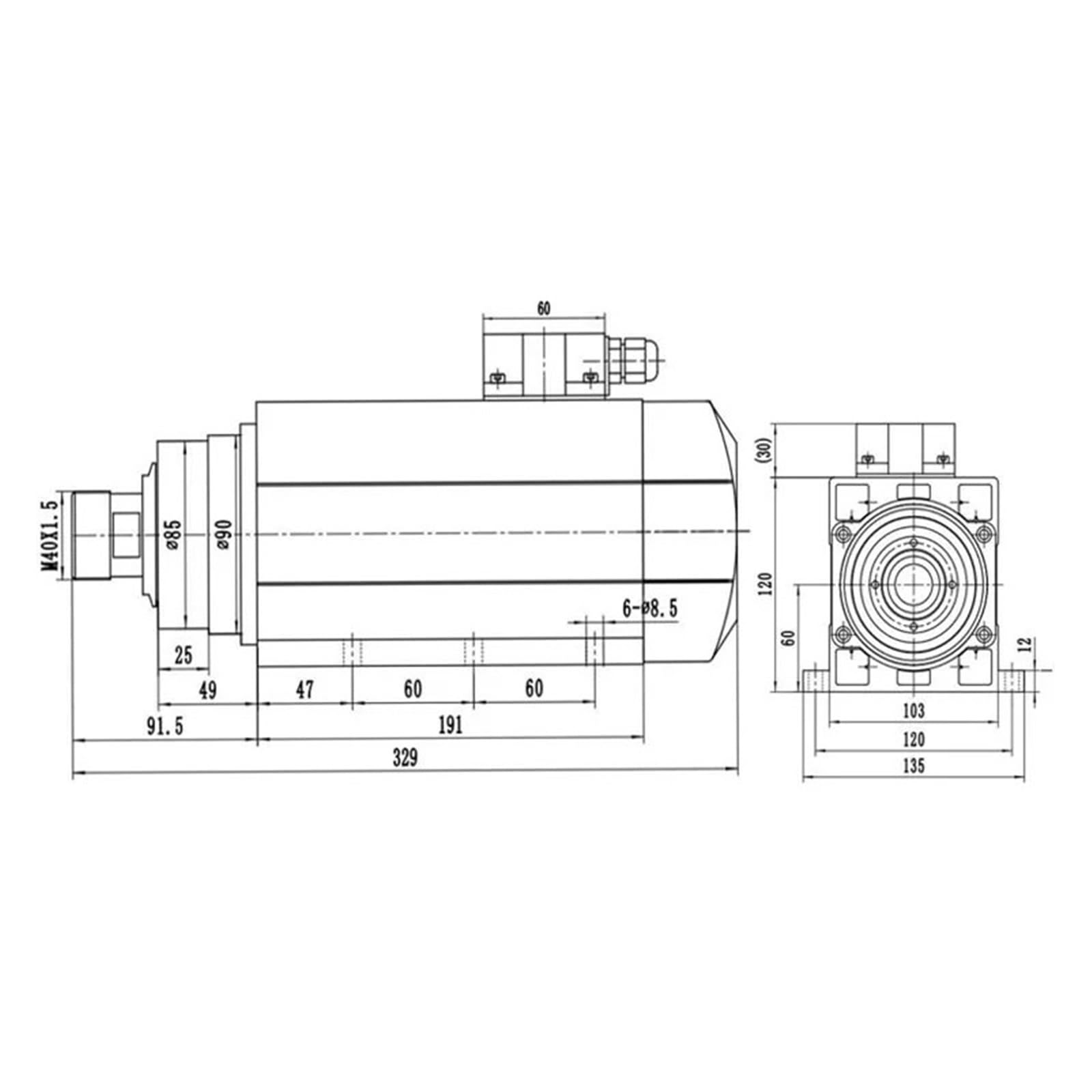 ER11 ER20 ER Silnik Wrzeciona Maszyny Grawerującej 1,5/2,2/3,5/4,5/6,0KW Chłodzony Powietrzem Wrzeciono Elektryczne Regenerujące Cicha, Wydajna I Stabilna Praca(2.2kw-ER20)