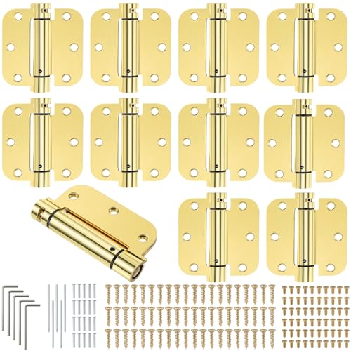 Yaocom 10 Pcs Self Closing Door Hinge 3.5'', Spring Loaded Hinges, Gold
