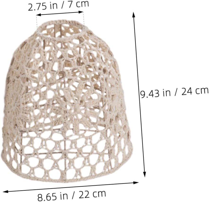 Unomor Bohemian Style Rope Woven Lampshade Beige Light Cover for Ceiling Lamp Decor for Indoor Use Socket Compatible